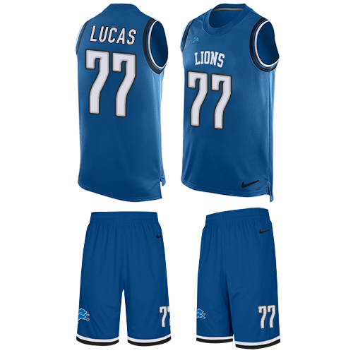 Men's Limited Cornelius Lucas Nike Jersey Light Blue - #77 Tank Top Suit NFL Detroit Lions